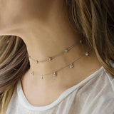 925 Silver Sunburst Charm Choker 33+7cm Thin Chain Necklace