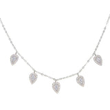 925 Silver Tear Drop Charm Choker Necklace with Clear CZ
