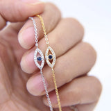 925 Sterling Silver Evil Eye Micro Pave CZ Charm Bracelet