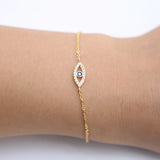 925 Sterling Silver Evil Eye Micro Pave CZ Charm Bracelet