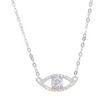 925 Silver Evil Eye Charm Pendant Necklace CZ for Women