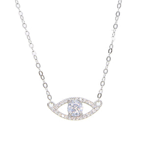 925 Silver Evil Eye Charm Pendant Necklace CZ for Women
