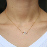 925 Silver Evil Eye Charm Pendant Necklace CZ for Women