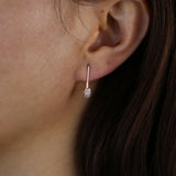 925 Sterling Silver Safety Pin Stud Earrings with CZ, Delicate Women's Jewelry