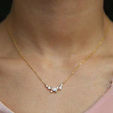 925 Silver CZ Cluster Charm Necklace Wedding Bling