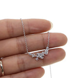 925 Silver CZ Cluster Charm Necklace Wedding Bling