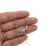925 Silver CZ Cluster Charm Necklace Wedding Bling