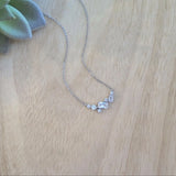 925 Silver CZ Cluster Charm Necklace Wedding Bling