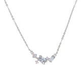 925 Silver CZ Cluster Charm Necklace Wedding Bling