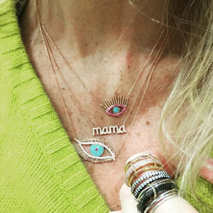 925 Sterling Silver Thin Cross Chain Lucky Eye Necklace