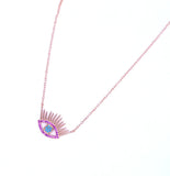 925 Sterling Silver Thin Cross Chain Lucky Eye Necklace