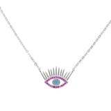 925 Sterling Silver Thin Cross Chain Lucky Eye Necklace