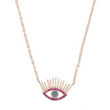 925 Sterling Silver Thin Cross Chain Lucky Eye Necklace