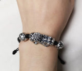 999 Silver 3D Wealth Pixiu Bracelet Good Luck Beads Braided Bracelet