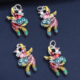 999 Silver Enamel Peacock Pendant for Women Charms Bracelet DIY Jewelry Making