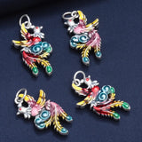 999 Silver Enamel Peacock Pendant for Women Charms Bracelet DIY Jewelry Making