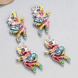 999 Silver Enamel Peacock Pendant for Women Charms Bracelet DIY Jewelry Making