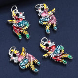 999 Silver Enamel Peacock Pendant for Women Charms Bracelet DIY Jewelry Making
