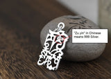 999 Silver Tibetan Six Words Pendant OM Mani Padme Hum Good Luck Pendant