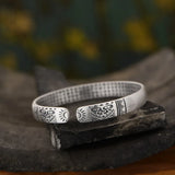 999 Silver Bangle Good Luck Bracelet Tibetan Six Words Cuff Bracelet