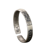 999 Silver Bangle Good Luck Bracelet Tibetan Six Words Cuff Bracelet