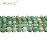 AAA Natural 8*9 MM Faceted Square Amazointe Gemstone Beads 15''