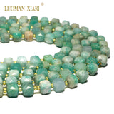 AAA Natural 8*9 MM Faceted Square Amazointe Gemstone Beads 15''