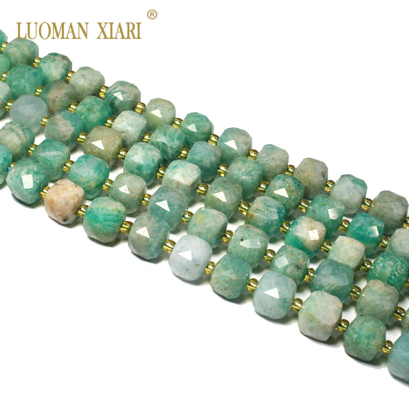 AAA Natural 8*9 MM Faceted Square Amazointe Gemstone Beads 15''