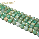 AAA Natural 8*9 MM Faceted Square Amazointe Gemstone Beads 15''