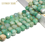 AAA Natural 8*9 MM Faceted Square Amazointe Gemstone Beads 15''