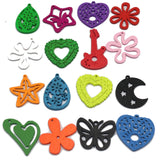 100 Assorted Bright Wood Cut Outs Charms Wooden Pendants Scrapbooking DIY