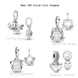 925 Silver Mother Daughter Dangles Dog Charms Bracelets Beads