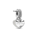 925 Silver Mother Daughter Dangles Dog Charms Bracelets Beads