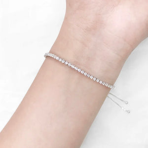 925 Silver Crystal CZ Adjustable Tennis Bracelet Gift