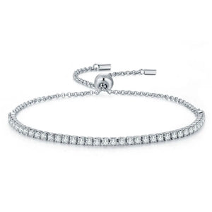 925 Silver Crystal CZ Adjustable Tennis Bracelet Gift