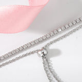 925 Silver Crystal CZ Adjustable Tennis Bracelet Gift