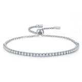 925 Silver Crystal CZ Adjustable Tennis Bracelet Gift