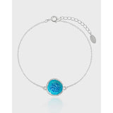 925 Sterling Silver Bracelets for Women Ocean Series Irregular Round Drop Glaze