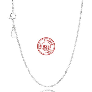 925 Sterling Silver Link Chain Charms Necklace For Women