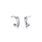 925 Silver Entwined Hoop Earrings Crystal Brincos Berloques