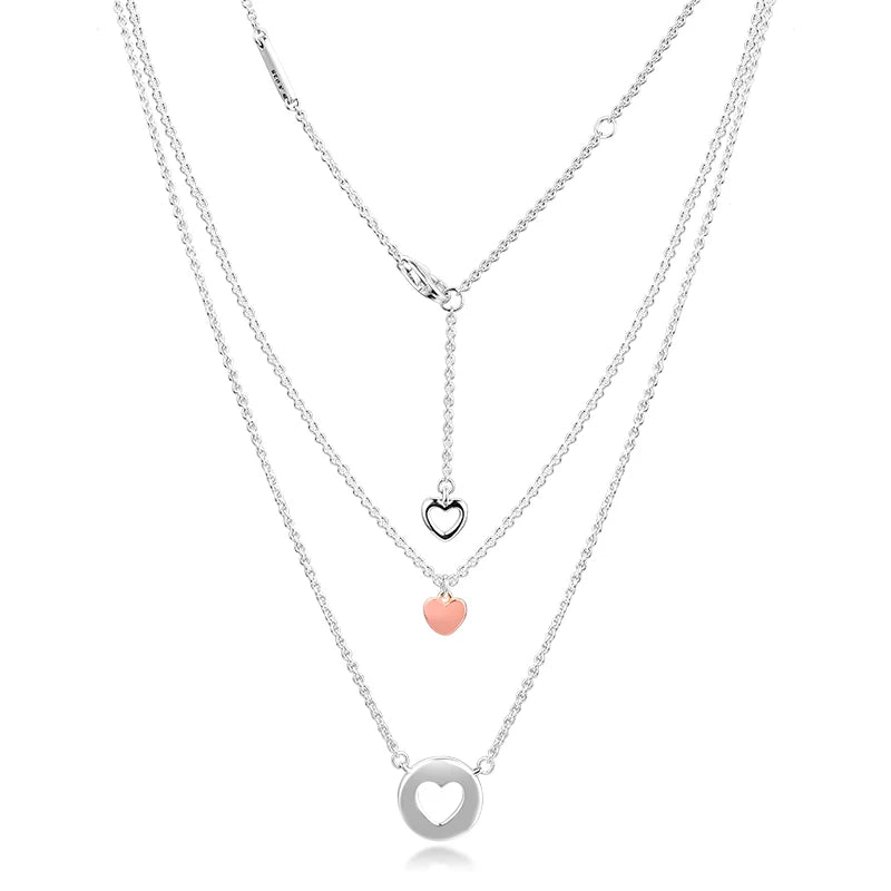 925 Silver Layered Heart Necklace