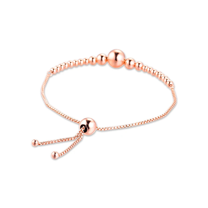 925 Sterling Silver Rose Bead Bracelets