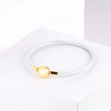 925 Silver Shine Leather Charm Bracelet