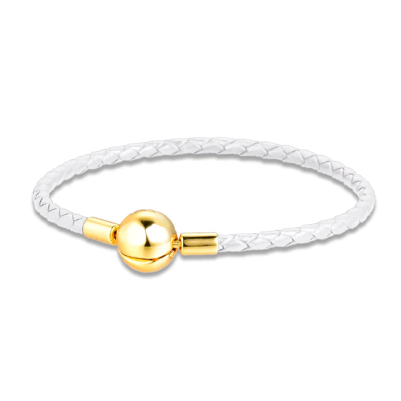 925 Silver Shine Leather Charm Bracelet