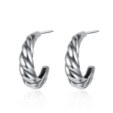 925 Silver Twist Braid Rope Stud Earrings for Women