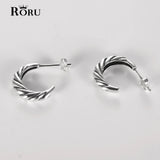 925 Silver Twist Braid Rope Stud Earrings for Women