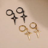 Sterling Silver Open Star Ear Hoop Earrings C-E1626E
