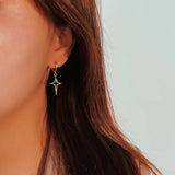 Sterling Silver Open Star Ear Hoop Earrings C-E1626E