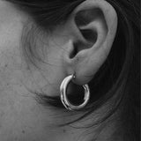 925 Silver Round Tunnel Hoop Earrings C-C704