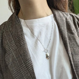 925 Sterling Silver Geometric Pendant Long Necklace